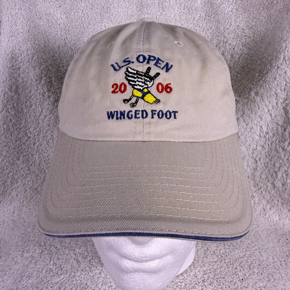 USGA‎ 2006 U.S. Open Winged Foot Tan Adjustable Gold Hat Beige Read!